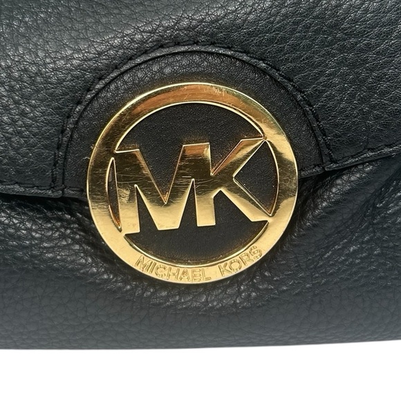 Michael Kors Fulton Large Satchel CrossBody Pebbled Black Leather Bag Purse Chic - Picture 2 of 16